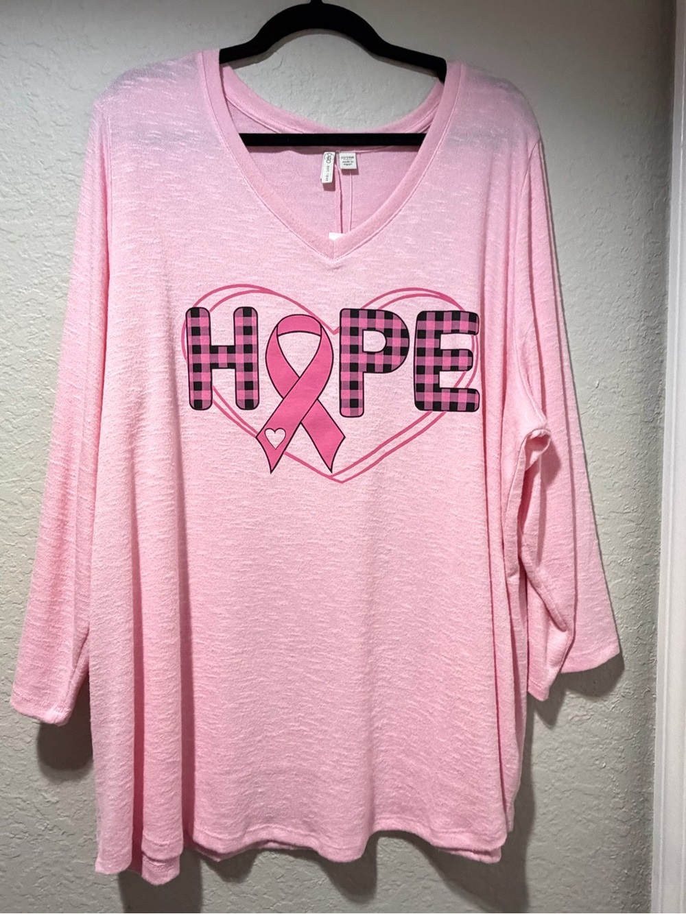 Cato Pink 'HOPE' V-Neck Long Sleeve Top